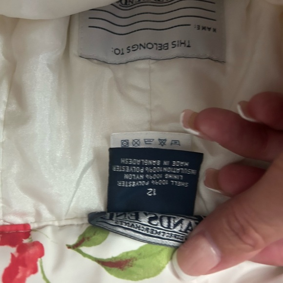 Lands' End White Jacket with Red Floral Accents snow pants - Picture 4 of 4